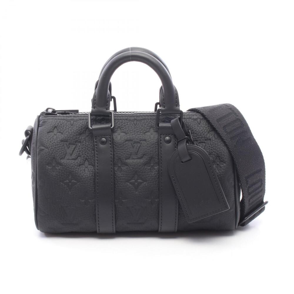 Louis Vuitton Keepall Bandouliere Leather Travel Bag Black